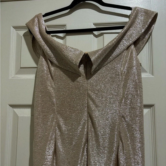 Calvin Klein Plus Size Metallic Off the Shoulder Gown - Picture 4 of 8